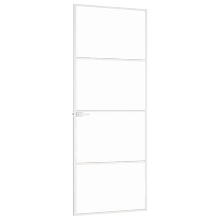 Porta Interna Bianca 76x201,5 cm Vetro Temperato Alluminio Slim