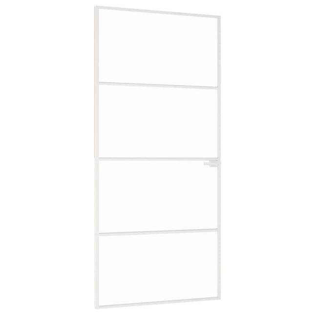 Porta Interna Bianca 93x201,5 cm Vetro Temperato Alluminio Slim