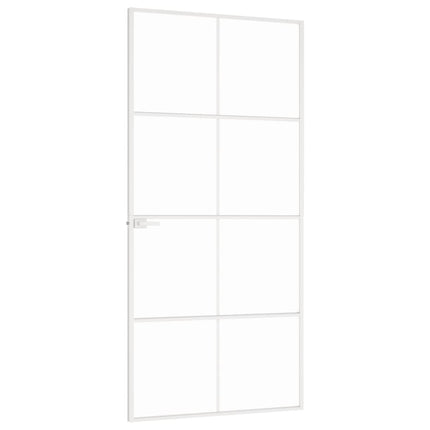 Porta Interna Bianca 93x201,5cm Vetro Temperato Alluminio Slim