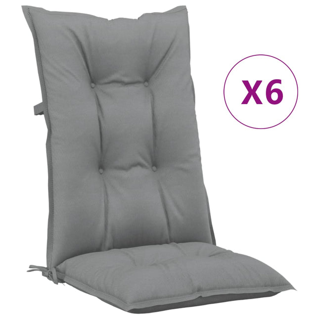 Cuscini per Sedie 6 pz Grigie 120x50x7 cm in Tessuto