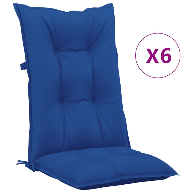 Cuscini per Sedie 6 pz Blu Reale 120x50x7 cm in Tessuto
