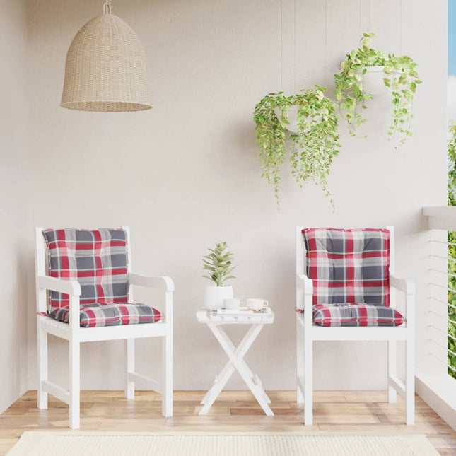 Cuscini per Sedia 2 pz a Quadri Rossi 100x50x7cm Tessuto Oxford