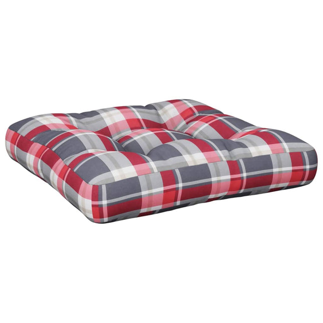 Cuscino per Pallet a Quadri Rossi 50x50x12 cm in Tessuto