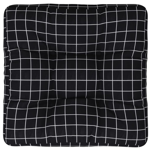 Cuscino per Pallet Motivo a Quadri Nero 50x50x12 cm in Tessuto
