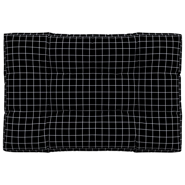 Cuscino per Pallet Motivo a Quadri Nero 120x80x12 cm in Tessuto