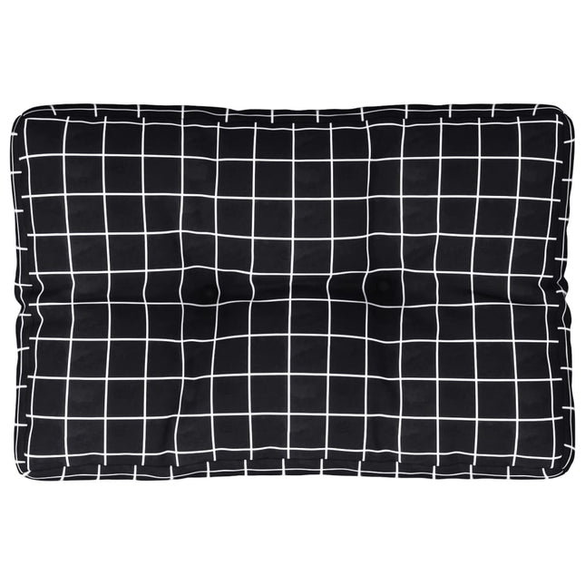 Cuscino per Pallet Motivo a Quadri Nero 60x40x12 cm in Tessuto