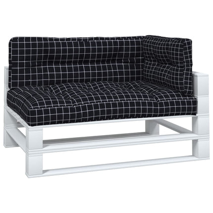 Cuscini per Pallet 3 pz con Motivo a Quadri Nero in Tessuto