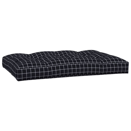 Cuscini per Pallet 3 pz con Motivo a Quadri Nero in Tessuto