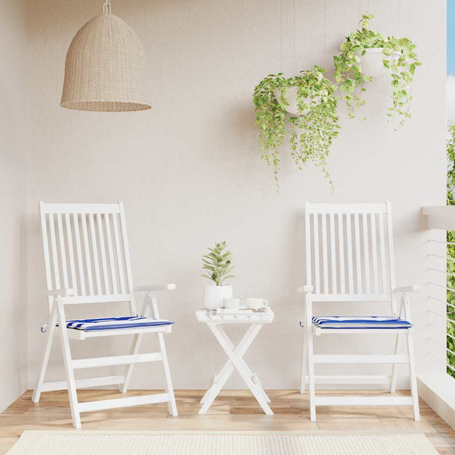 Cuscini per Sedia 2 pz Strisce Bianche e Blu 40x40x3 cm Tessuto