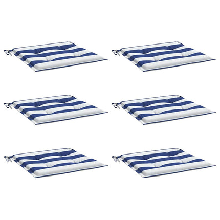 Cuscini per Sedia 6 pz Strisce Bianche e Blu 40x40x3 cm Tessuto