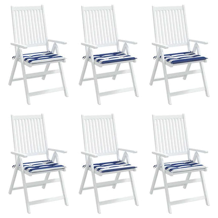 Cuscini per Sedia 6 pz Strisce Bianche e Blu 40x40x3 cm Tessuto