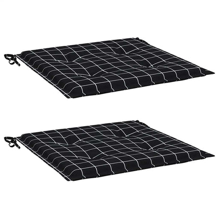 Cuscini Sedia 2 pz Motivo a Quadri Nero 40x40x3 cm in Tessuto