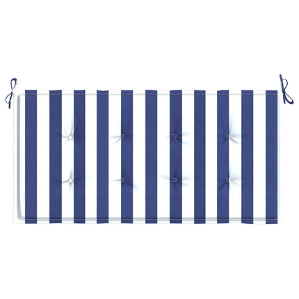 Cuscino Panca Giardino Bianco e Blu 120x50x3 cm Tessuto Oxford