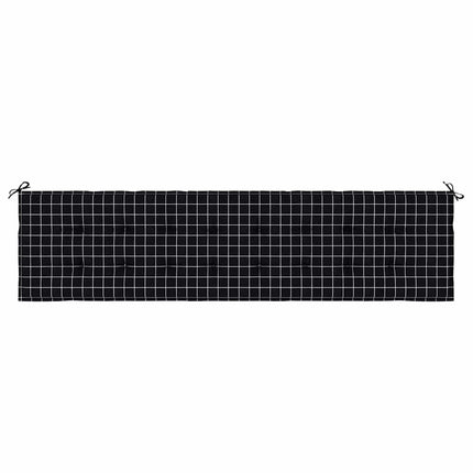Cuscino Panca Giardino Motivo a Quadri Nero 200x50x3 cm Tessuto