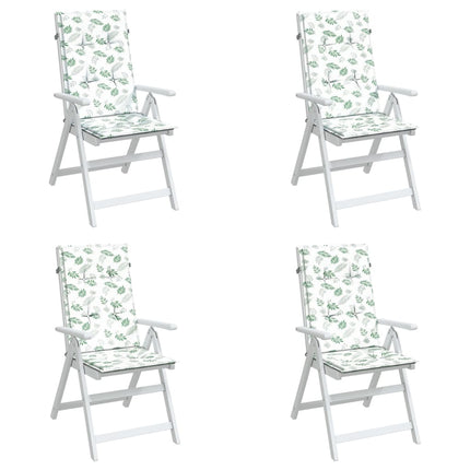 Cuscini per Sedia Schienale Alto 4 pz Motivo Foglie in Tessuto