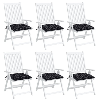 Cuscini per Sedia 6 pz Motivo a Quadri Nero 40x40x7 cm Tessuto