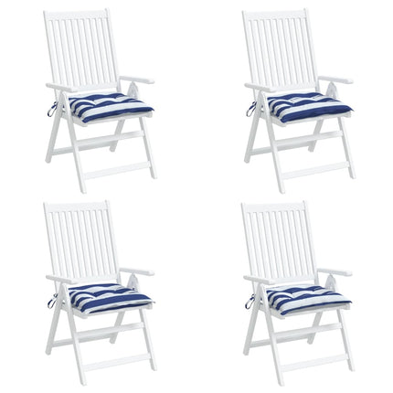 Cuscini per Sedia 4pz Bianco e Blu 50x50x7 cm Tessuto Oxford
