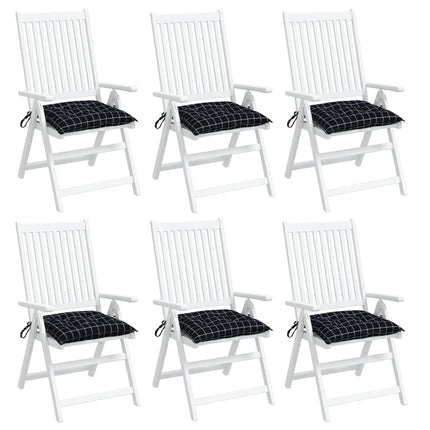 Cuscini per Sedia 6 pz a Quadri Neri 50x50x7 cm Tessuto Oxford