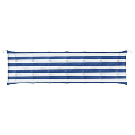 Cuscino Panca Giardino Righe Bianche e Blu 200x50x7 cm Tessuto