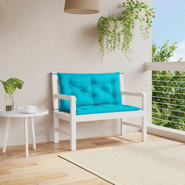 Cuscini per Panca da Giardino 2 pz Turchese 100x50x7 cm Tessuto