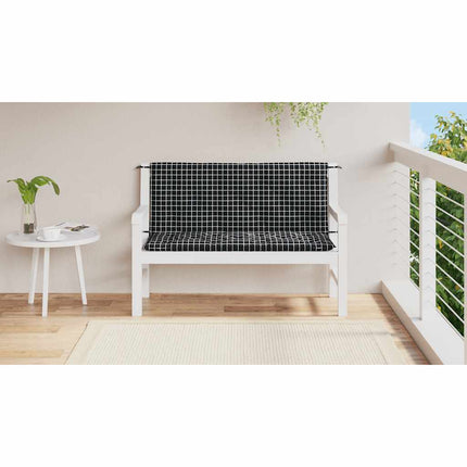 Cuscini Panca da Giardino 2pz a Quadri Nero 120x50x7 cm Tessuto