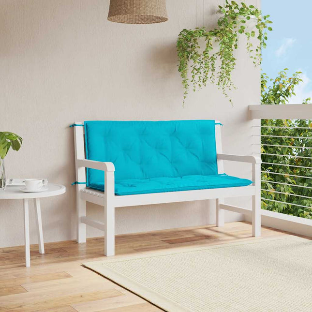 Cuscini per Panca da Giardino 2 pz Turchese 120x50x7 cm Tessuto