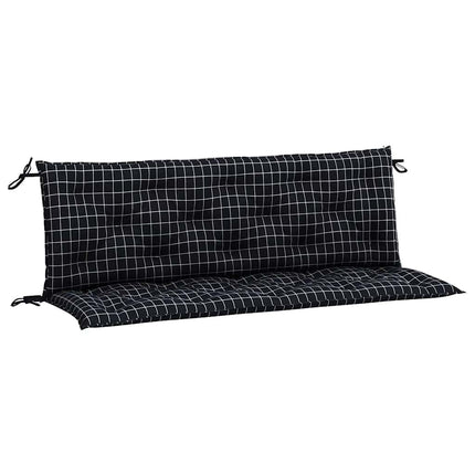 Cuscini Panca da Giardino 2pz a Quadri Nero 150x50x7 cm Tessuto