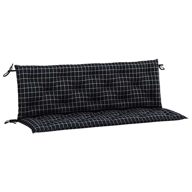 Cuscini Panca da Giardino 2pz a Quadri Nero 150x50x7 cm Tessuto