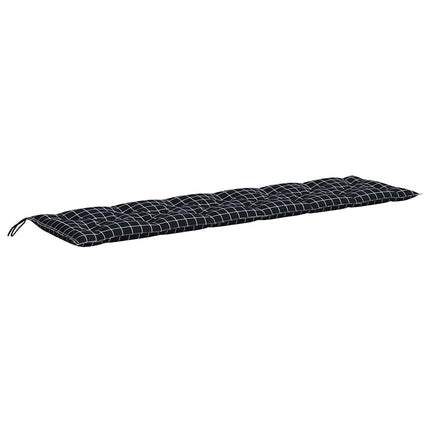 Cuscini Panca da Giardino 2pz a Quadri Nero 150x50x7 cm Tessuto