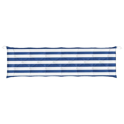Cuscini Panca Giardino 2pz Righe Bianche Blu 200x50x7cm Tessuto