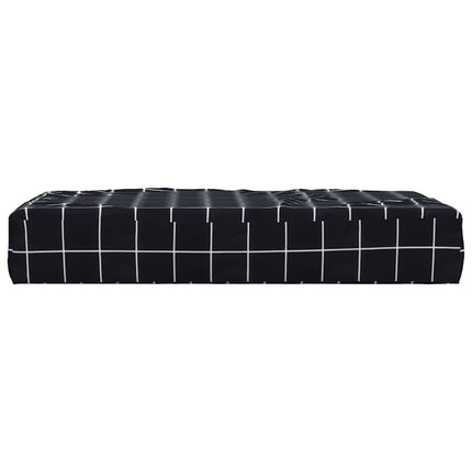 Cuscino Pallet Motivo a Quadri Nero 60x60x8 cm Tessuto Oxford