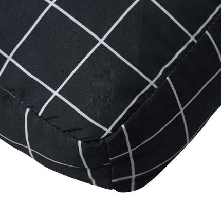 Cuscino Pallet Motivo a Quadri Nero 60x60x8 cm Tessuto Oxford