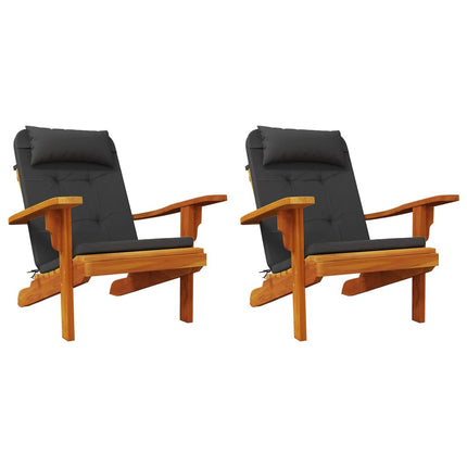 Cuscini per Sedia Adirondack 2 pz Neri in Tessuto Oxford