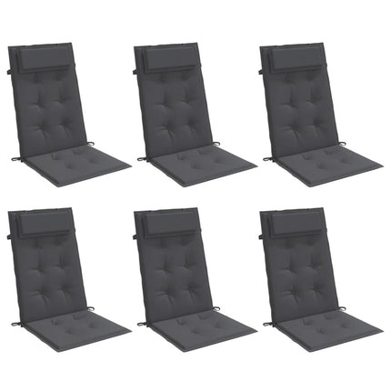Cuscini per Sedia Schienale Alto 6 pz Antracite Tessuto Oxford