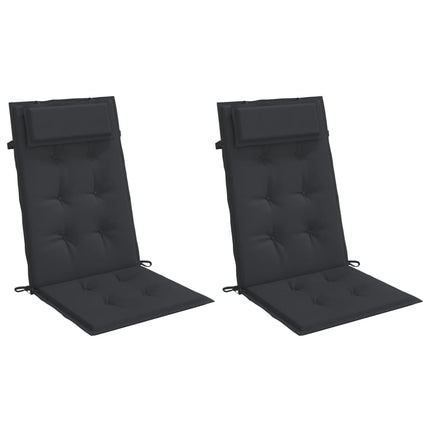 Cuscini per Sedia con Schienale Alto 2pz Nero in Tessuto Oxford