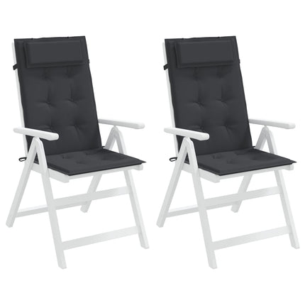 Cuscini per Sedia con Schienale Alto 2pz Nero in Tessuto Oxford