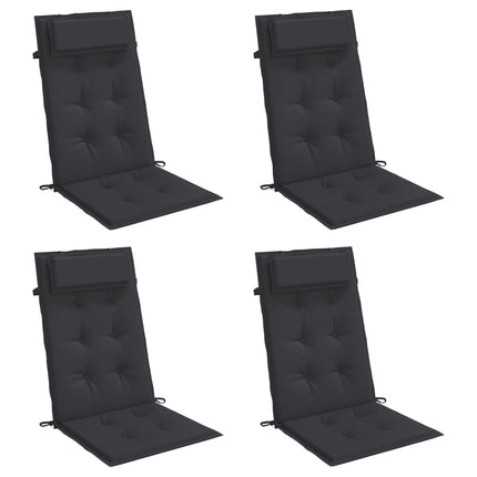 Cuscini per Sedia con Schienale Alto 4pz Nero in Tessuto Oxford