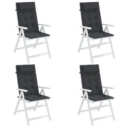 Cuscini per Sedia con Schienale Alto 4pz Nero in Tessuto Oxford