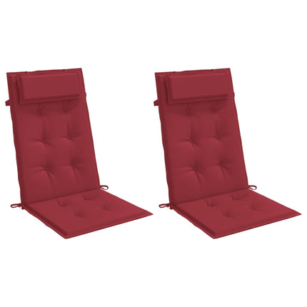 Cuscini Sedia con Schienale Alto 2 pz Rosso Vino Tessuto Oxford