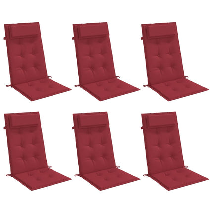Cuscini Sedia con Schienale Alto 6 pz Rosso Vino Tessuto Oxford