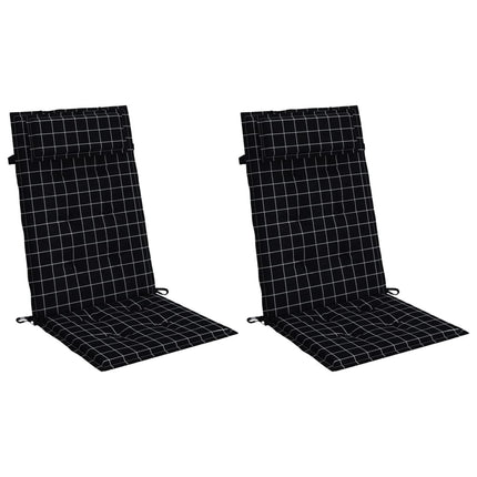 Cuscini Sedia Schienale Alto 2 pz a Quadri Nero Tessuto Oxford