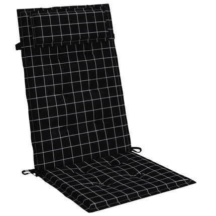Cuscini Sedia Schienale Alto 2 pz a Quadri Nero Tessuto Oxford