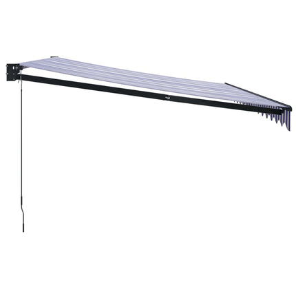 Tenda da Sole Retrattile Blu e Bianca 4x3 m Tessuto e Alluminio