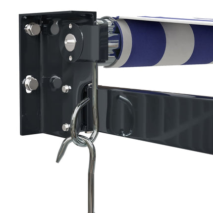 Tenda da Sole Retrattile Blu e Bianca 4x3 m Tessuto e Alluminio