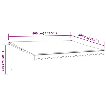 Tenda da Sole Retrattile Blu e Bianca 4x3 m Tessuto e Alluminio