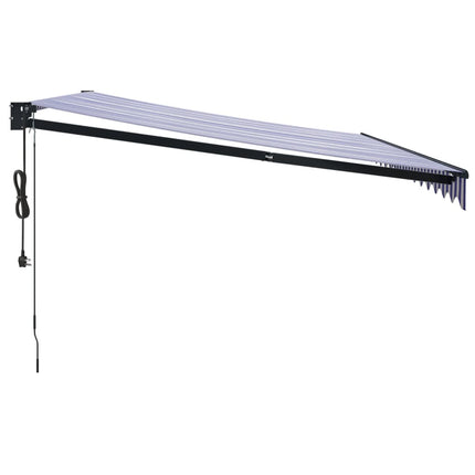 Tenda Sole Automatica Retrattile Blu e Bianca 4,5x3 m
