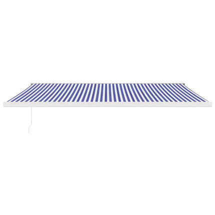 Tenda da Sole Retrattile Blu e Bianca 5x3 m Tessuto e Alluminio