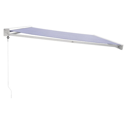 Tenda da Sole Retrattile Blu e Bianca 5x3 m Tessuto e Alluminio