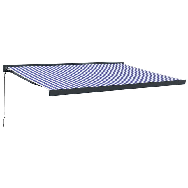 Tenda Sole Retrattile Blu e Bianca 4,5x3 m Tessuto e Alluminio