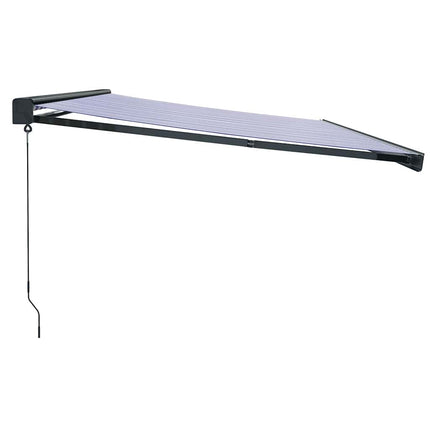 Tenda Sole Retrattile Blu e Bianca 4,5x3 m Tessuto e Alluminio
